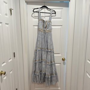 Elegant Blue and Gold Women's Dress